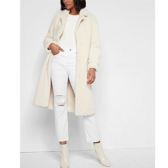 New EXPRESS Straight Ankle White Mid Rise White Jeans Size 10 R - Picture 2 of 13